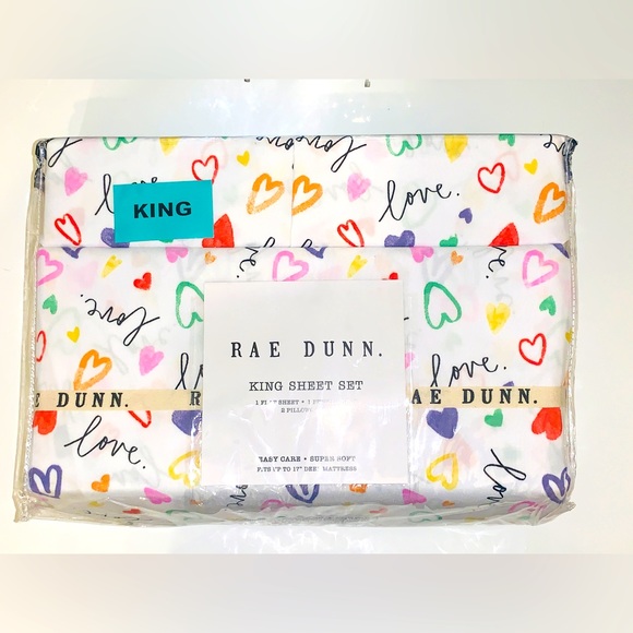 Rae Dunn Bedding Rae Dunn King Size Sheets White Rainbow Hearts Love Throughout Super Soft 4